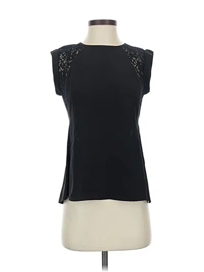 Pre-owned Rebecca Taylor Short Sleeve Top Black Keyhole Neckline Tops