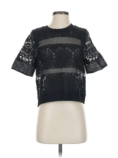 Pre-owned Rebecca Taylor Short Sleeve Top Black Mock Neckline Tops