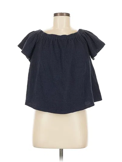 Pre-owned Rebecca Taylor Short Sleeve Top Blue Off The Shoulder Neckline Tops