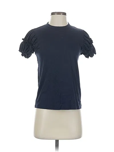 Pre-owned Rebecca Taylor Short Sleeve Top Blue Ruffles Neckline Tops