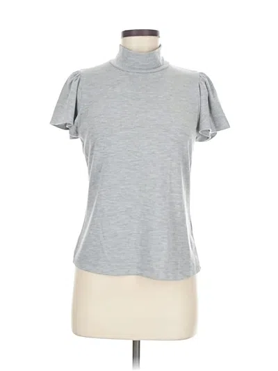 Pre-owned Rebecca Taylor Short Sleeve Top Gray Mock Neckline Tops
