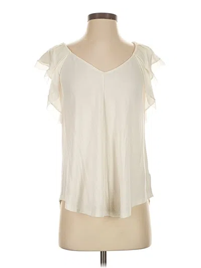Pre-owned Rebecca Taylor Short Sleeve Top Ivory Cold Shoulder Neckline Tops In White