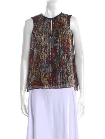 Pre-owned Rebecca Taylor Silk Animal Print Blouse In Brown