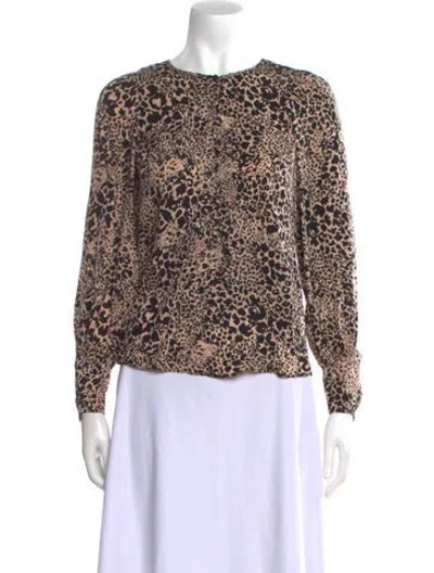 Pre-owned Rebecca Taylor Silk Animal Print Blouse In Neutral