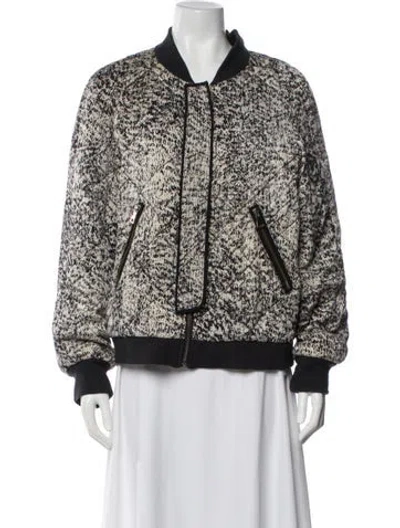 Pre-owned Rebecca Taylor Silk Animal Print Bomber Jacket In Neutral