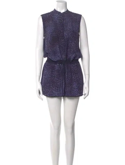 Pre-owned Rebecca Taylor Silk Animal Print Romper In Purple