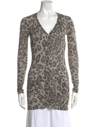 Pre-owned Rebecca Taylor Silk Animal Print Sweater In Gray