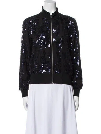 Pre-owned Rebecca Taylor Silk Bomber Jacket In Black