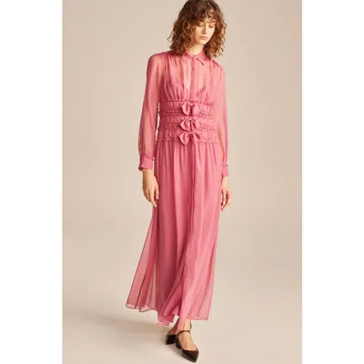 Rebecca Taylor Silk Chiffon Bow Dress In Azalea