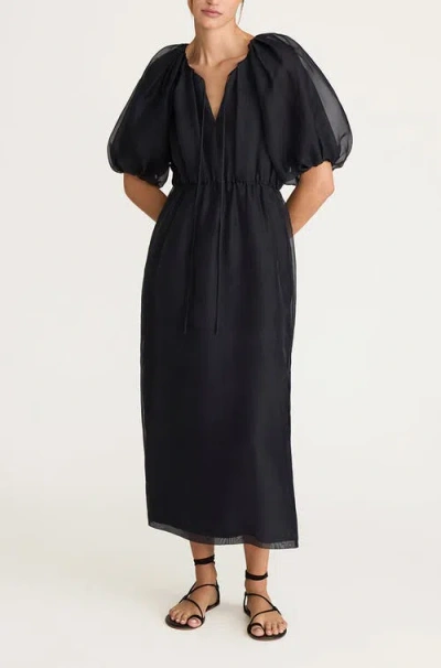 Rebecca Taylor Silk Chiffon Bubble Pencil Dress In Midnight