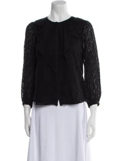 Pre-owned Rebecca Taylor Silk Crew Neck Blouse In Black