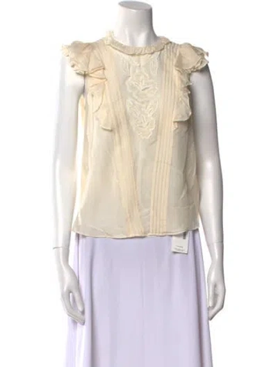 Pre-owned Rebecca Taylor Silk Crew Neck Blouse In Neutral