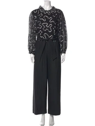 Pre-owned Rebecca Taylor Silk Crew Neck Jumpsuit In Black
