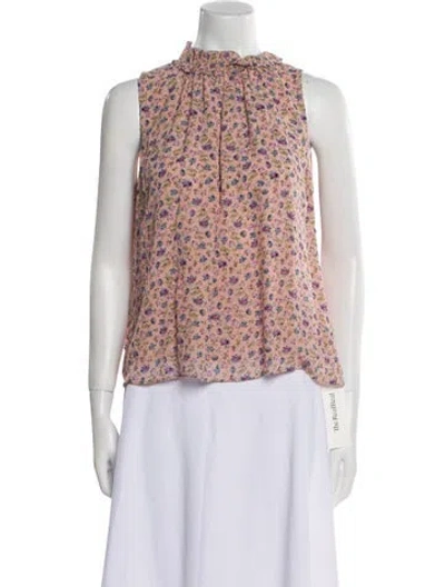 Pre-owned Rebecca Taylor Silk Floral Print Blouse In Pink