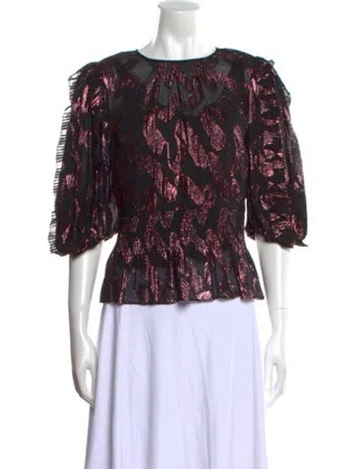 Pre-owned Rebecca Taylor Silk Floral Print Blouse W/ Tags In Black