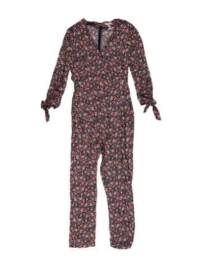 Pre-owned Rebecca Taylor Silk Floral Print Jumpsuit In Black