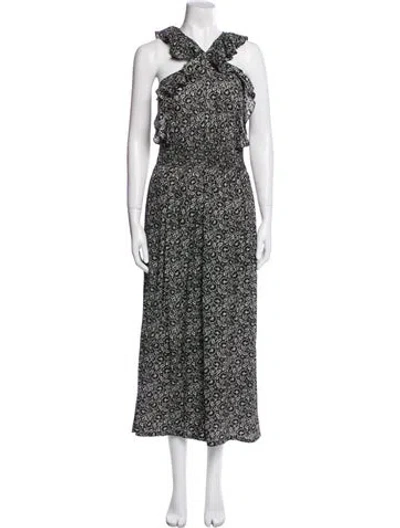 Pre-owned Rebecca Taylor Silk Floral Print Jumpsuit In Black