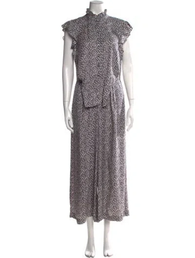 Pre-owned Rebecca Taylor Silk Floral Print Jumpsuit In Black