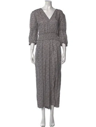 Pre-owned Rebecca Taylor Silk Floral Print Jumpsuit In Blue