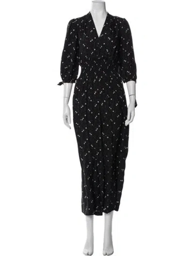 Pre-owned Rebecca Taylor Silk Floral Print Jumpsuit In Blue