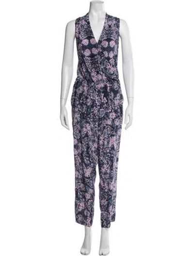 Pre-owned Rebecca Taylor Silk Floral Print Jumpsuit In Multi