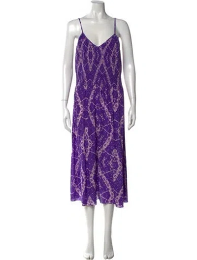 Pre-owned Rebecca Taylor Silk Long Dress In Purple