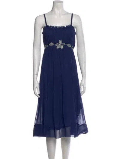 Pre-owned Rebecca Taylor Silk Midi Length Dress In Blue