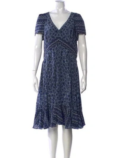 Pre-owned Rebecca Taylor Silk Midi Length Dress In Blue
