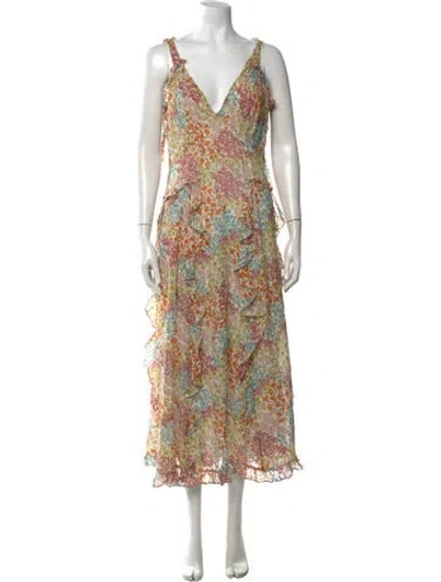 Pre-owned Rebecca Taylor Silk Midi Length Dress In Multi