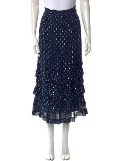 Pre-owned Rebecca Taylor Silk Midi Length Skirt W/ Tags In Blue