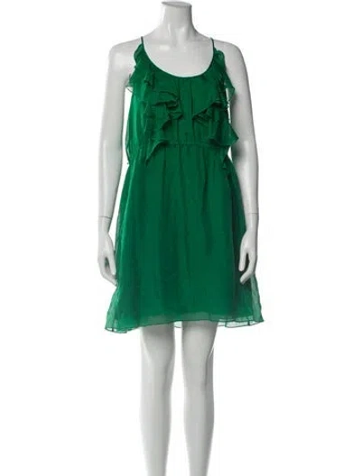 Pre-owned Rebecca Taylor Silk Mini Dress In Green