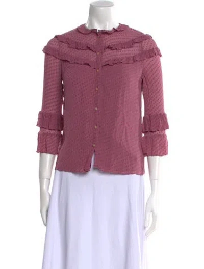 Pre-owned Rebecca Taylor Silk Mock Neck Blouse In Pink