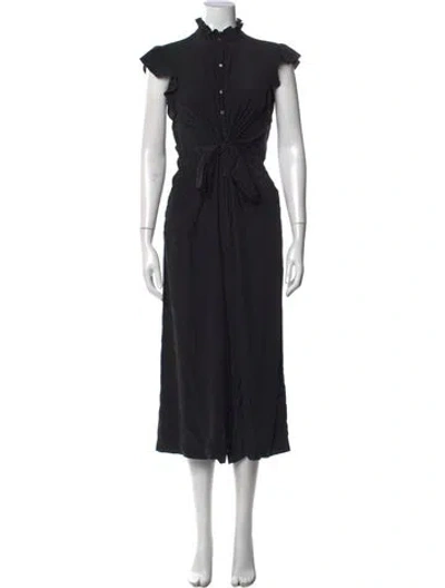 Pre-owned Rebecca Taylor Silk Mock Neck Jumpsuit In Black