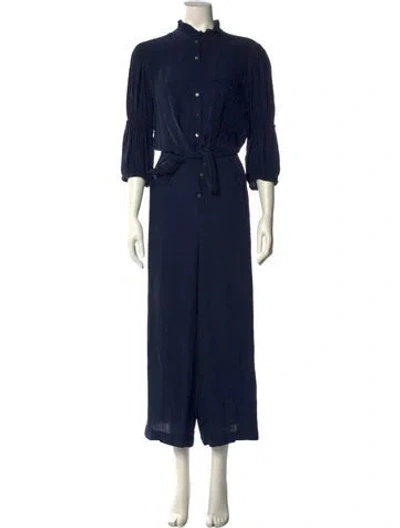 Pre-owned Rebecca Taylor Silk Mock Neck Jumpsuit In Blue
