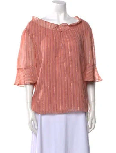 Pre-owned Rebecca Taylor Silk Off-the-shoulder Blouse In Pink