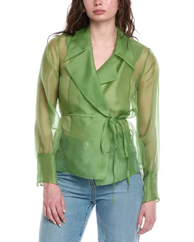 Rebecca Taylor Silk Organza Blouse In Green