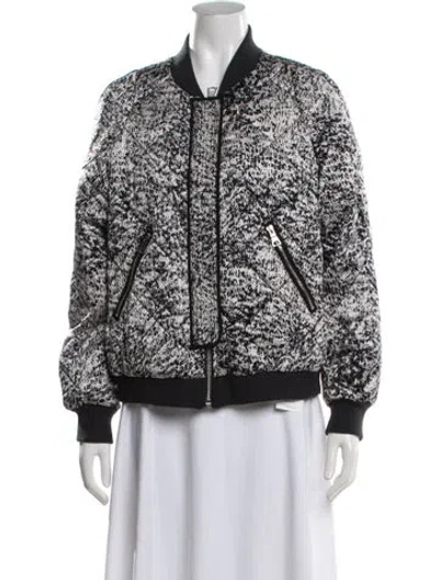 Pre-owned Rebecca Taylor Silk Patterned Bomber Jacket In Black