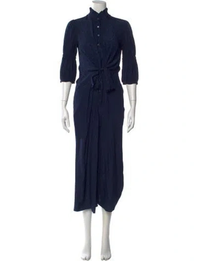 Pre-owned Rebecca Taylor Silk Patterned Jumpsuit In Blue