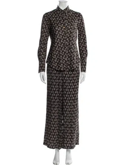 Pre-owned Rebecca Taylor Silk Patterned Set W/ Tags In Brown