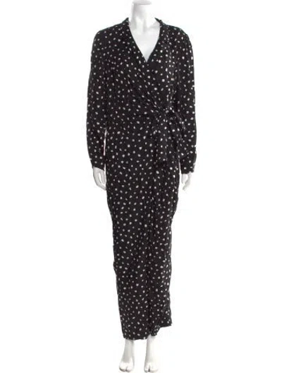 Pre-owned Rebecca Taylor Silk Polka Dot Print Jumpsuit In Black