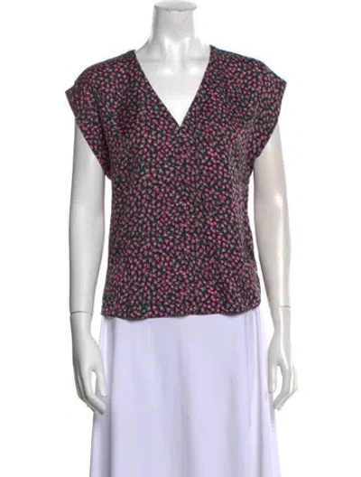 Pre-owned Rebecca Taylor Silk Printed Blouse In Black