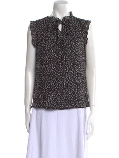 Pre-owned Rebecca Taylor Silk Printed Blouse In Black