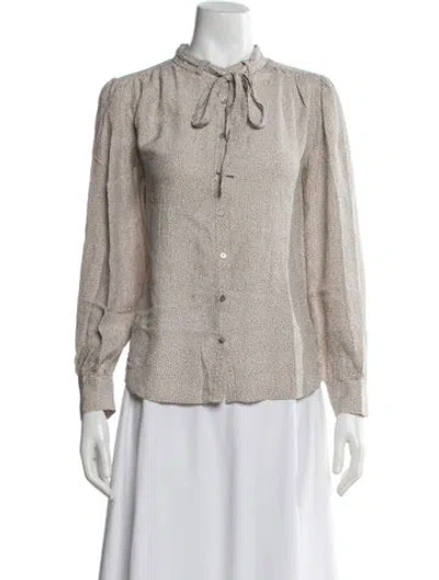 Pre-owned Rebecca Taylor Silk Printed Blouse In Grey