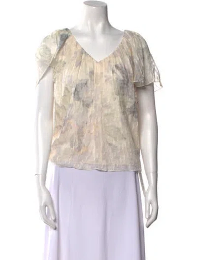 Pre-owned Rebecca Taylor Silk Printed Blouse In Neutral