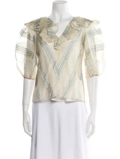 Pre-owned Rebecca Taylor Silk Printed Blouse In Neutral