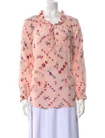 Pre-owned Rebecca Taylor Silk Printed Blouse In Pink