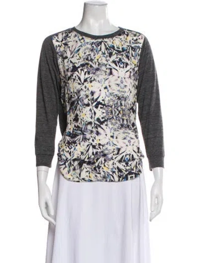 Pre-owned Rebecca Taylor Silk Printed Sweater In Gray