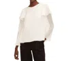 Rebecca Taylor Silk Ruffled Chiffon Blouse In Snow White In White
