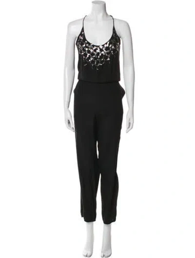 Pre-owned Rebecca Taylor Silk Scoop Neck Jumpsuit In Black