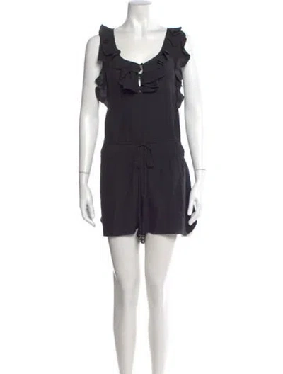 Pre-owned Rebecca Taylor Silk Scoop Neck Romper In Black